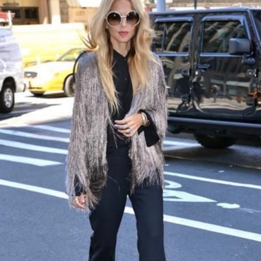 rachel zoe isla metallic fringe jacket